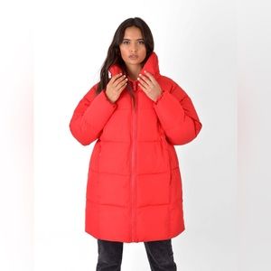 NWOT Ro & Zo Exaggerated Collar Puffer Coat Red Size L